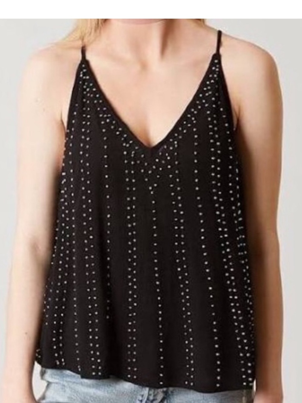 Free People Intimately BB Embellished Cami Tank Black Size Medium